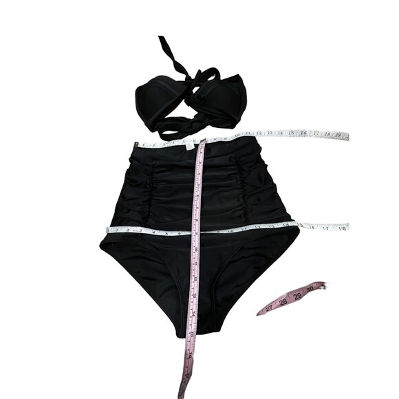 COCOSHIP BLACK HIGH WAISTED 2 PIECE SWIMSUIT,SIZE M - Picture 5 of 11